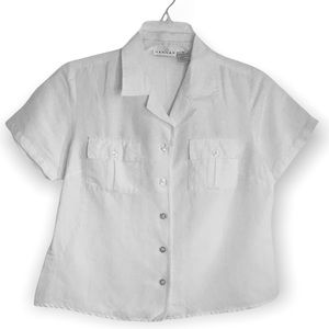 Hannah white short sleeve button up blouse